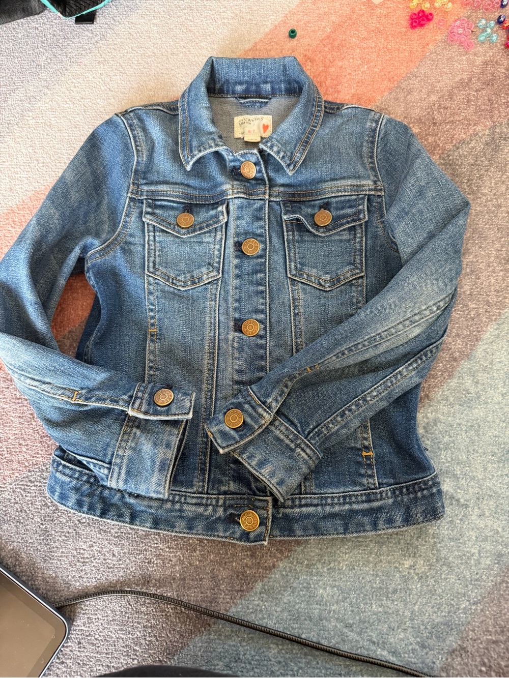 Crewcuts Stretch Denim Jacket Girls Size 6/7 Cupcake Patch